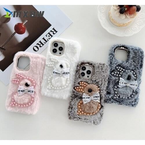 Warm Bear Wrist strap Case for Vivo V19 Y19 Y17 Y15 Y12 Y11 V15 Pro Y97 Y95 Y91 Y93 Y91C Y85 V9 Fashion Case Furry fluffy Case