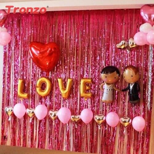 Tronzo 1M*2M Gold Foil Tinsel Curtain Wedding Gold Silver Plastic Curtain Anniversary Decoration Birthday Party Accessories 2020