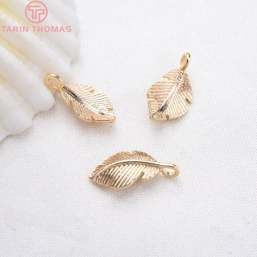 10PCS 11x6.5MM 24K Gold Color Plated Brass Leaf Leaves Charms Pendants High Quality Diy Jewelry Accessories