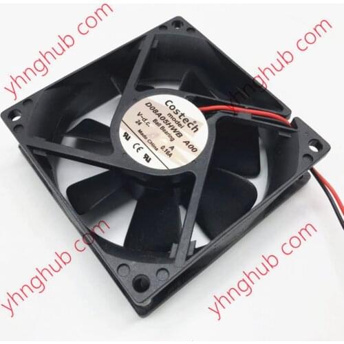 Costech D08A05HWB DC 24V 0.16A 80x80x25mm 2-Wire Server Cooling Fan