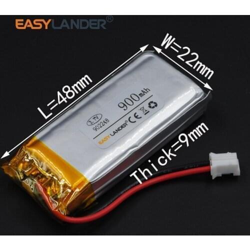3.7V 900mAh Rechargeable li Polymer Li-ion Battery For tachograph security system GPS Toys Bluetooth Card speakersr 902248
