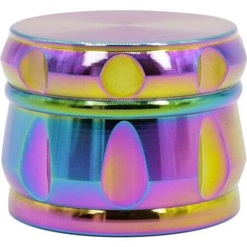 4 Layers Rainbow Color 63mm Diameter 46mm Height Zinc Alloy Herb Tobacco Grinder Spice Mill Smoke Muller Pipe Hookah Wholesale