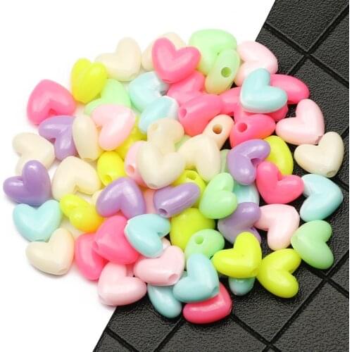 10x11mm Candy Colors Acrylic Love Heart Beads Loose Spacer Beads For Jewelry Making Handmade Necklace Bracelet DIY Accessories
