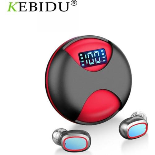 KEBIDU TWS Wireless Earphones Waterproof IPX5 Bluetooth V5.0 Earphones Sports Earbuds Headsets 9D HIFI Stereo Sound LED Display