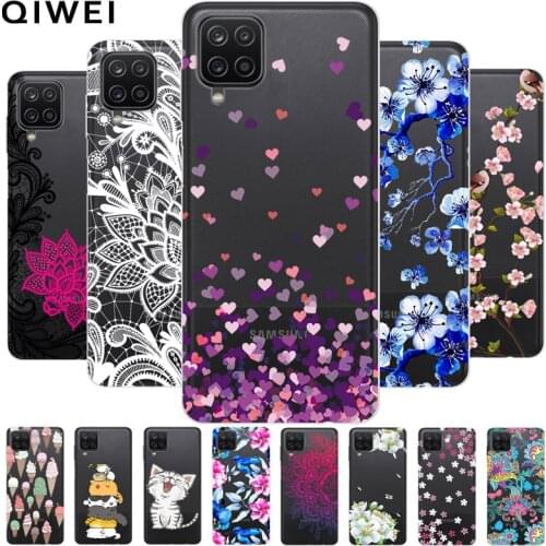 For Samsung A12 Case Flowers Printed Transparent Soft TPU Phone Cases For Samsung Galaxy A12 Silicone Cover Shells A 12 5G 2020