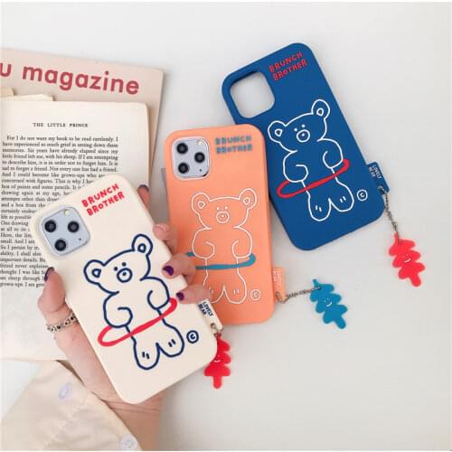 Phone Case For iPhone 11 Pro Max X XS XR Xs Max Funny Cartoon Bear Soft TPU Silicone Back Cover For iPhone 6 6s 7 8 Plus