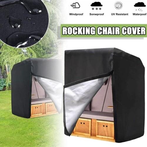 Outdoor Beach Courtyard Rocking Chair Cover 210D Oxford Black Waterproof Dustproof UV-resistant Hood Home Textile