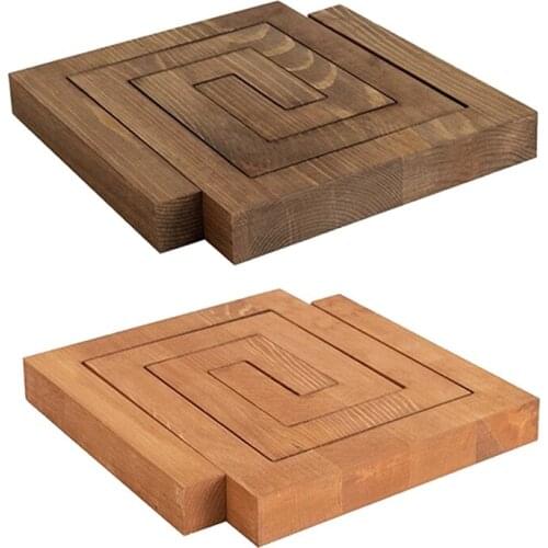 Wooden Trivet Set,Placemat Coasters for Hot Pot/Dishes/Bowl/Teapot/Pads/Hot Pot Holders,Heat Resistant Trivet 2 Pack