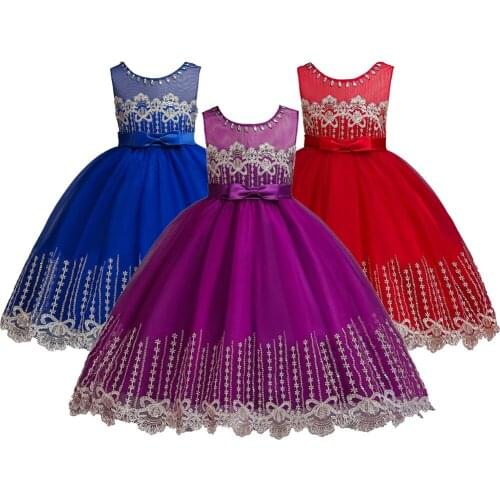New Teenagers Embroidery Girls Lace Dress Kids Wedding Evening Party Frocks Princess Vestido Costume for 6 8 10 12 14 16 Years