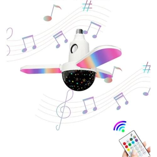 E27 B22 LED Music Ceiling Light RGB Music Light Foldable With Remote Control Smart Phone bluetooth Control Party KTV Light