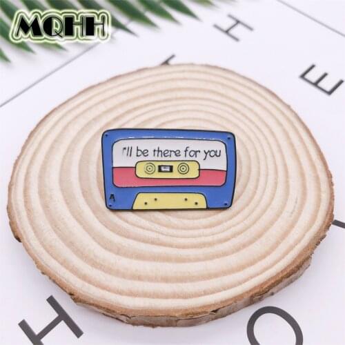 Cartoon Blue Music Tape CD Enamel Brooch I'll be there for you Alloy Badge Clothes Bags Pins Cute Sweet Accessories Jewelry Gift