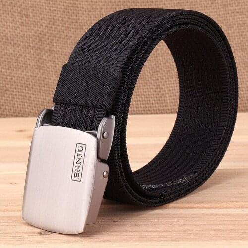 Korean youth casual wild mens smooth buckle belt student woven canvas automatic buckle jeans belt tide