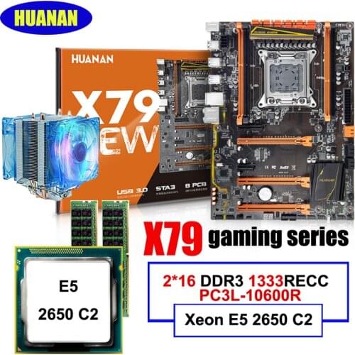 HUANAN deluxe X79 LGA2011 motherboard CPU RAM set with CPU Cooler Xeon E5 2650 C2 RAM 32G(2*16G) DDR3 1333MHz RECC all tested