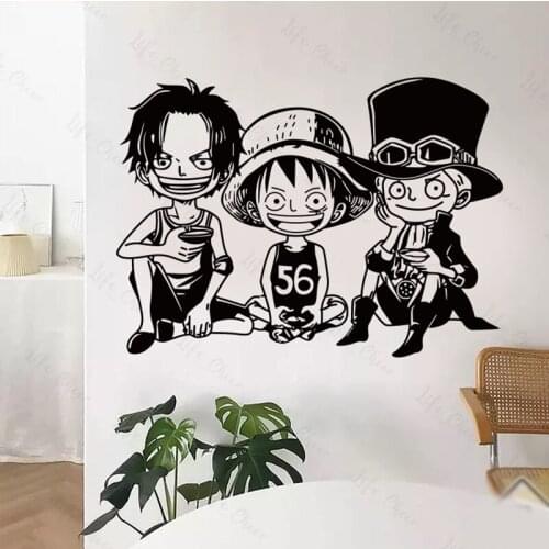 Cartoon One Piece Japanese Straw Hat Pirate Group Dormitory Bedroom Living Room Dormitory Baby Wall Sofa Boys Wall Sticker Decal