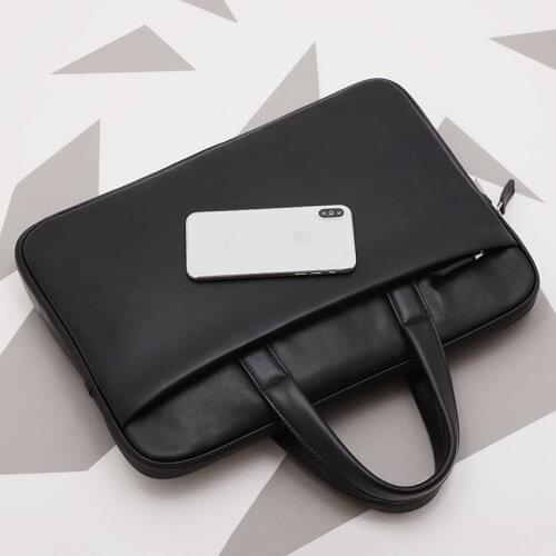 Mens Cowhide Business Handbag Genuine Leather Retro Simple Briefcase