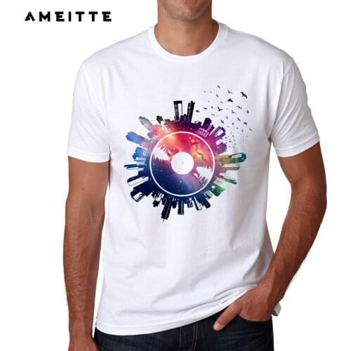 New Arrivals 2019 Creative Vinyl Record Disc T-Shirt Mens Retro Music DJ T Shirt Summer Hipster Hip Hop Cool Tee Shirts Tops