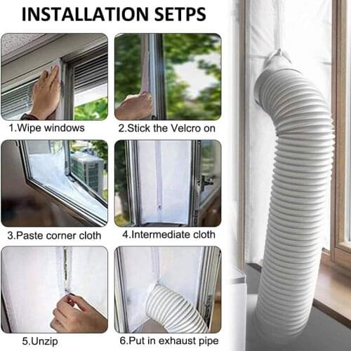 Window Sealing for Mobile Air Conditioners Air Conditioning Systems Exhaust Air Dryer Attachment to Window Casement SEC88