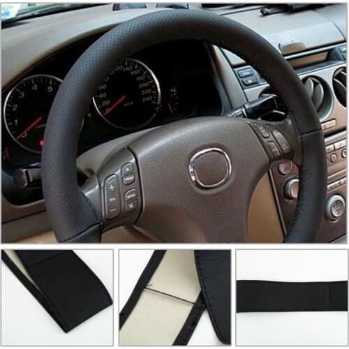 38CM DIY Steering Wheel Covers soft Leather braid on the steering-wheel of Car With Needle and Thread Interior accessories