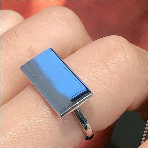 Original Silver 925 Rings For Women Couple Open Adjustable Rings 2021 Trend Gold Jewelry Vintage Zircon Luxury Fashion Rectangle