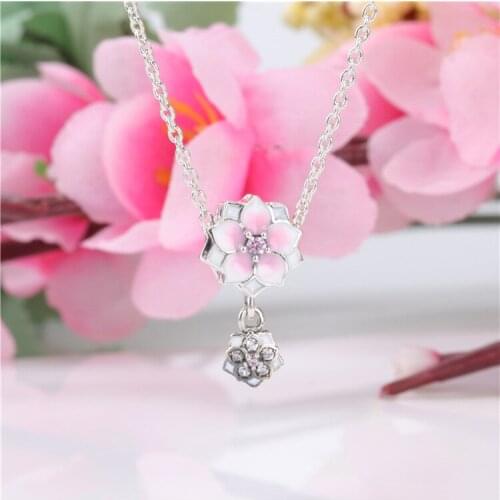Bewill Authentic S925 Sterling Silver Magnolia Pendant Fit Original Charms Bracelet Necklace DIY Jewelry Making