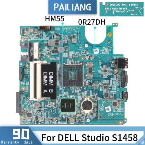 PAILIANG Laptop motherboard For DELL Studio S1458 Mainboard 1P-009CJ00-6001 CN-0R27DH 0R27DH HM55 tesed DDR3