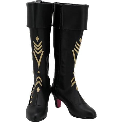The princess Cosplay Anna Cosplay Boots Black PU Shoes Female Girls Party Halloween Carnival Customized Size