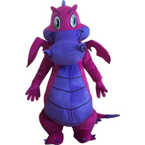 Professional New Big Purple Dragon Mascot Costume Fancy Dress Adult Size