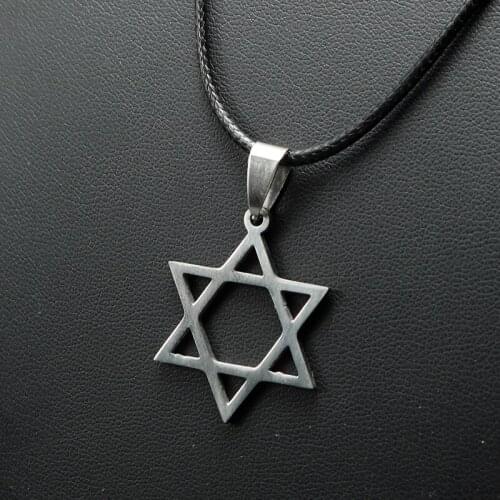 Simple Design Goth Aesthetic Trend Stainless Steel Six-Pointed Jewish Star of David Hexagram Pendant Necklace Gothic Accessories