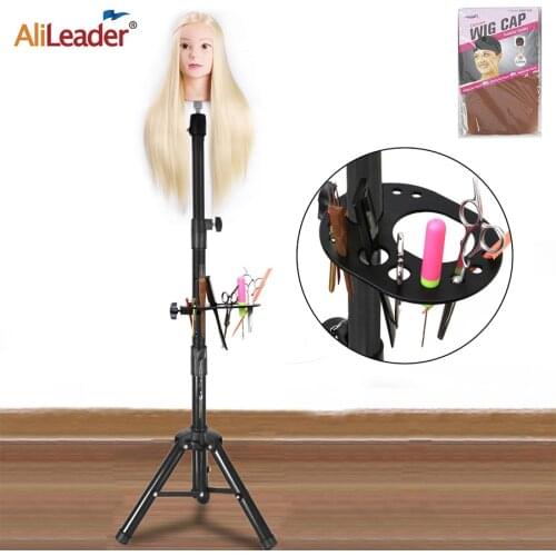 Alileader Adjustable Mannequin Head Tripod Wig Stand For Wig Head Holder Wig Making Kit Training Tripod Accessories Hairdressers