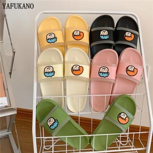 2021 New Simple Fashion Women Slippers Thick-Sole Couples Indoor Home Bathroom Non-Slip Soft Slides Girl Cute Sandals 36-45