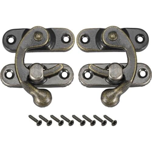 Uxcell 9pair Metal Bronze Antique Swing Arm Latch Hook Hasp 32x27x7mm for Toolbox Jewelry Case Latch Good Quality
