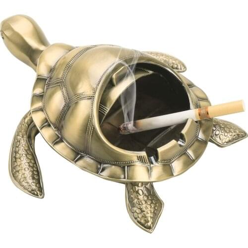 YHG04 Sea Turtles Ashtray With Lid Cigar Cigarette Metal Windproof Ash Tray Cenicero Gift windproof metal ashtray Tobacco Cinder