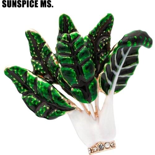 Cute Green Leaves Vegetables Brooches For Women Fashion Corsage Men Kids Clothes Accessories Enamel Suit Scarf Shoulder Clip Pin