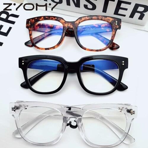 Zyomy Vintage Transparent Optical Eyewear Square Frame Reading Goggles Women Men Glasses Plain Mirror Ultralight Anti Blue Ray
