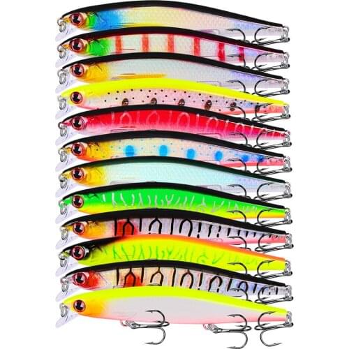 12pcs 110mm 13g Swimbaits Bass Big Fish Fishing Sink Hard Crankbait Minnow Lure for Saltwater Freshwater Fishing