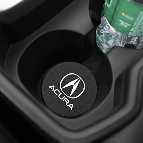 2Pcs Car Styling Cup Mat PU Leather Coaster Water Slot Non-Slip Pad For Acura RDX CDX TLX-L NSX MDX ILX TLX Integra ZDX RLX TSX