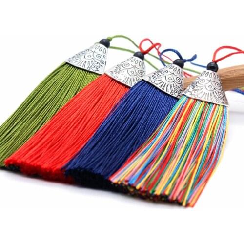 5Pcs 80mm long Flat fish mouth tassel hanging ear anti-wrinkle alloy bookmark comb clothing small tassel tassel decoration gift