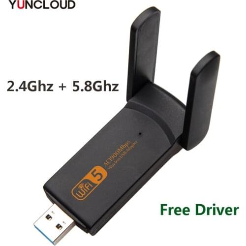YUNCLOUD 1900Mbps Dual Band USB Wifi Adapter Wi-fi USB Dongle AC Network Card USB Wifi Antenna 802.11ac/b/g/n 2.4Ghz + 5.8Ghz