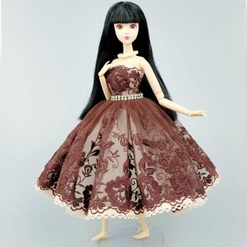 Elegant Brown Ballet Dress For Barbie Doll Outfits 1/6 Dolls Accessories Dancing Rhinestone 3-layer Skirt Ball Party Gown Toys