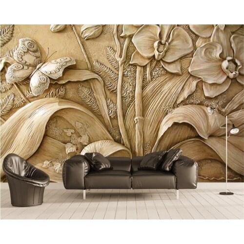 Beibehang Custom wallpaper murals 3d embossed orchid butterfly background wall painting wallpaper for walls 3 d papier peint