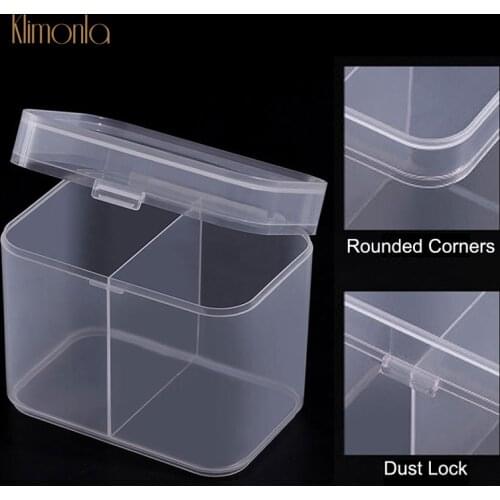 Twin Well Empty Grids Portable Storage Case Wipe Pads Cotton Swab Rods Makeup Tools Container Organizer Nail Art Box