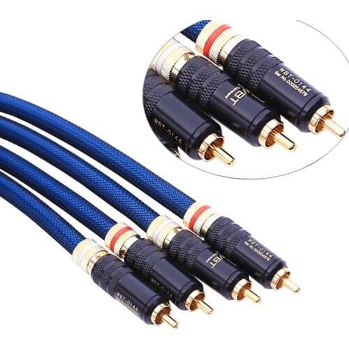 G3 Single Crystal Copper Silver-plated Audio Cable Silver Color 2RCA to 2RCA HIFI Pair 0144 Gold Rca Plug
