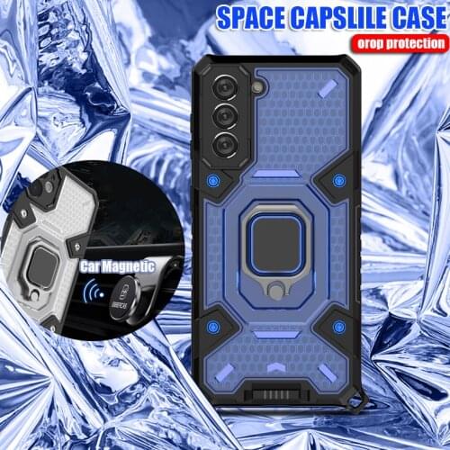 KEYSION Shockproof Case For Samsung S21 Ultra Note 20 Ultra Magnet Holder Ring Back Cover For Galaxy A51 A71 A52 A42 5G M51 M21