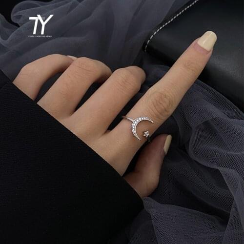 2020 New Star Moon Shape Open ring For Woman Fashion Korean Jewelry Luxury Girls Finger Accessories Unusual Wedding Rings