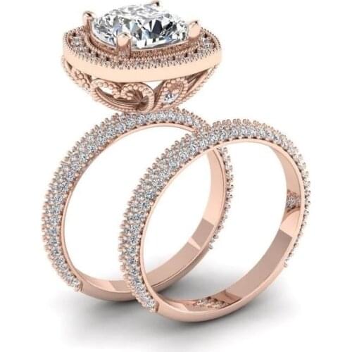 New Luxury Women Ring Zirconia Rhinestone Ring Wedding Engagement Jewelry Anniversary Valentine Day Gift