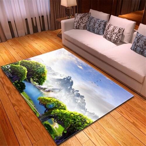 Fashion 3D printing landscape sofa area carpet bedroom floor carpet door mat flannel non slip childrens Play Mat Carpet