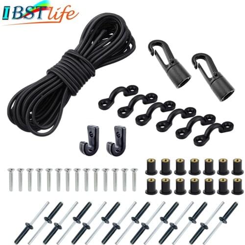 Marine Products Expanded Deck Rigging Kit Accessory Elastic Rope Bungee Nylon C and J Buckle for Kayaks Canoes Boat Accessories