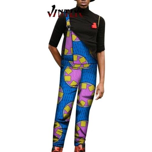 African Style Mens Clothing Dashiki Fashion Suspender Trousers Floral Print Overalls Pants Irregular Hip Hop Slim Bib Overalls