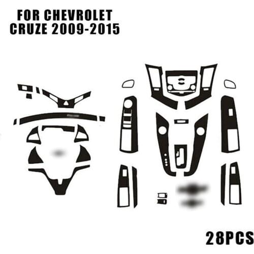 28pcs Carbon Fiber Car Interior Trim Sticker Black Cover For Chevrolet Cruze 2009-2015 Center Consle Sticker Decal High Quality