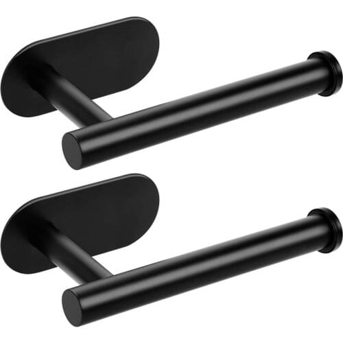 Toilet Paper Holder Wall Mount,Self Adhesive Toilet Paper Holder For Bathroom Washroom Kitchen Black Toilet Paper Holder